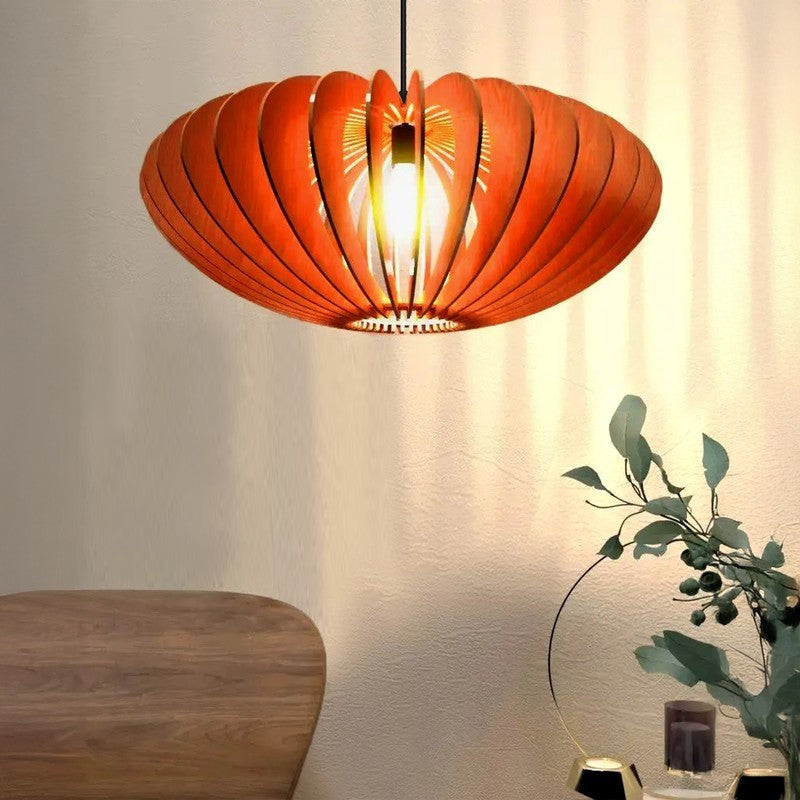 AuraGlow Elegant Wooden Petal Ceiling Lamp