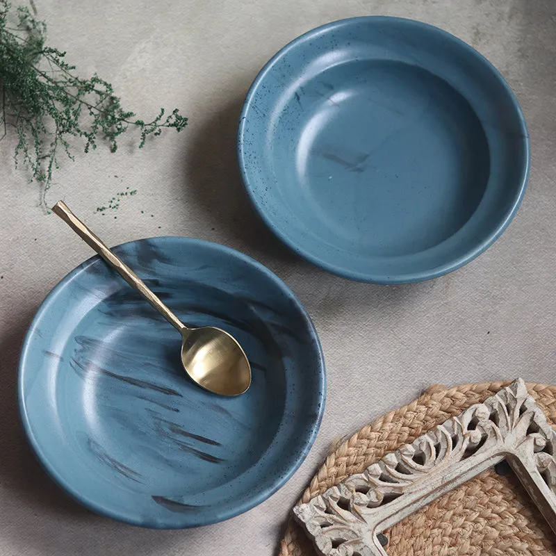 Imogen Ceramic Pasta Plate - Blue media 1