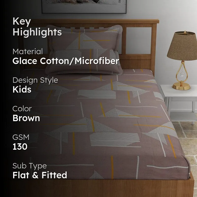Huxley Abstract Microfiber Bedsheet (Light Brown) - 130 GSM media 2
