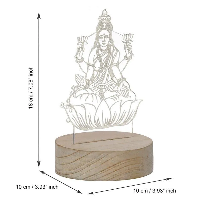 Goddess Saraswati LED Acrylic Table Lamp - Brown media 4