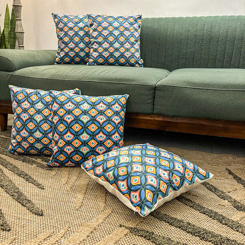 Royal Etch Velvet Cushion Cover Set - Set Of Five