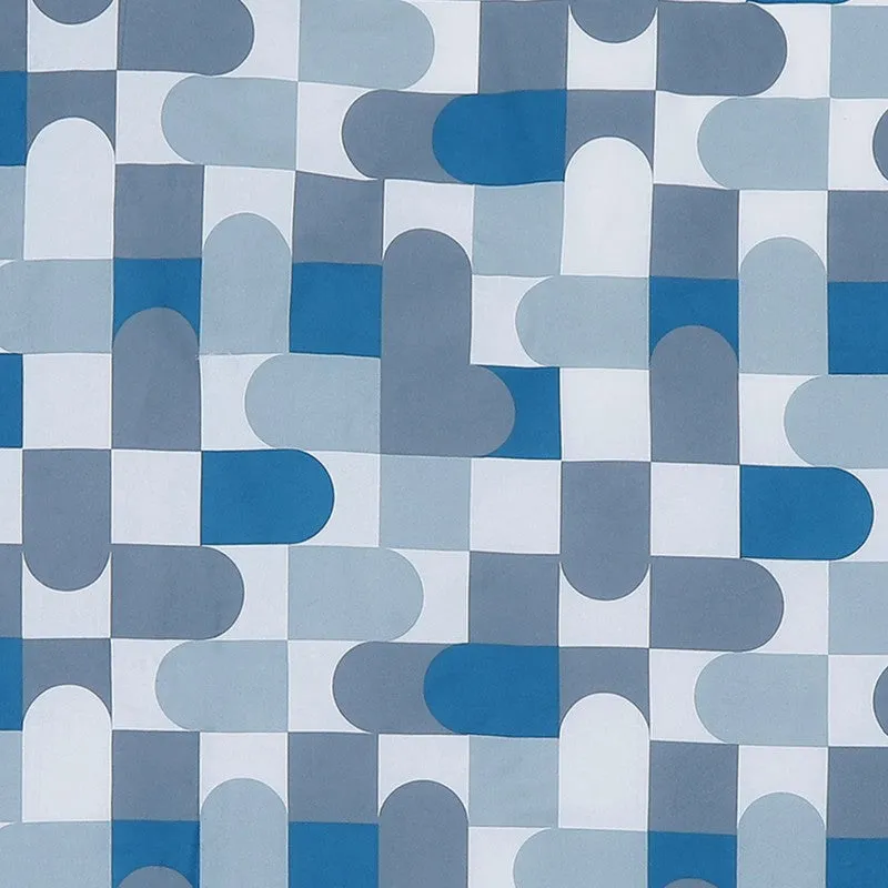 Monte Carlo Multi Blocks Cotton Bedsheet (White,Blue) - 104 TC media 7