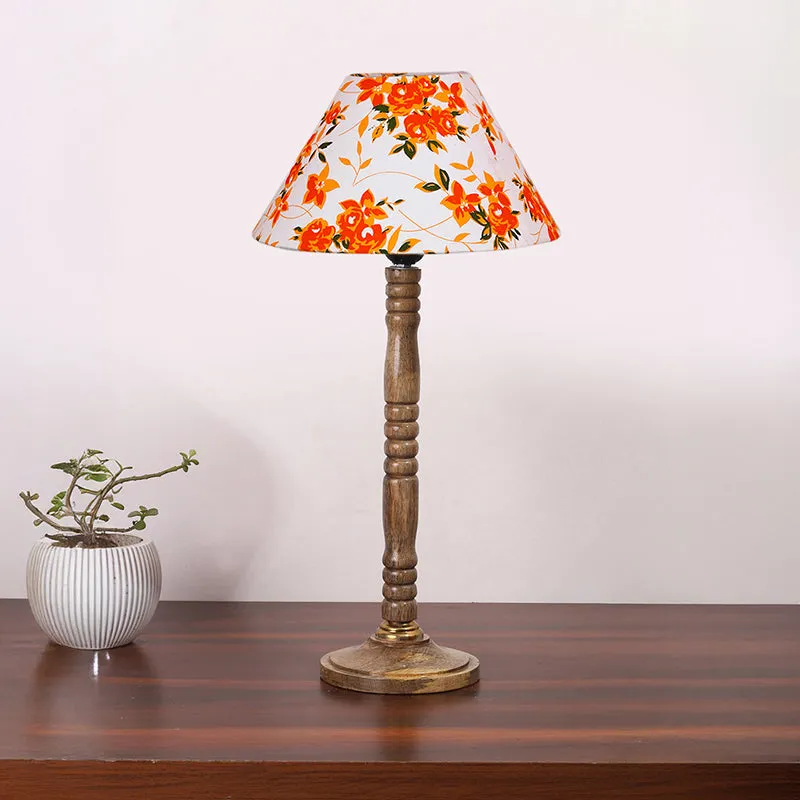 Garden Lights Table Lamp With Carved Wooden Base - Multicolor media 3
