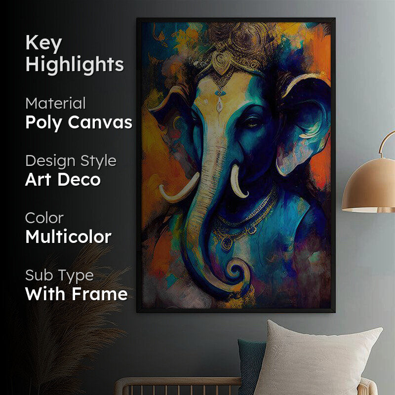 Rangavali Ganapati Wall Painting With Frame media 2