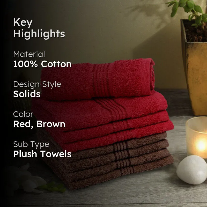 Bodil Face Towel (Red,Brown) - Set Of Eight media 2