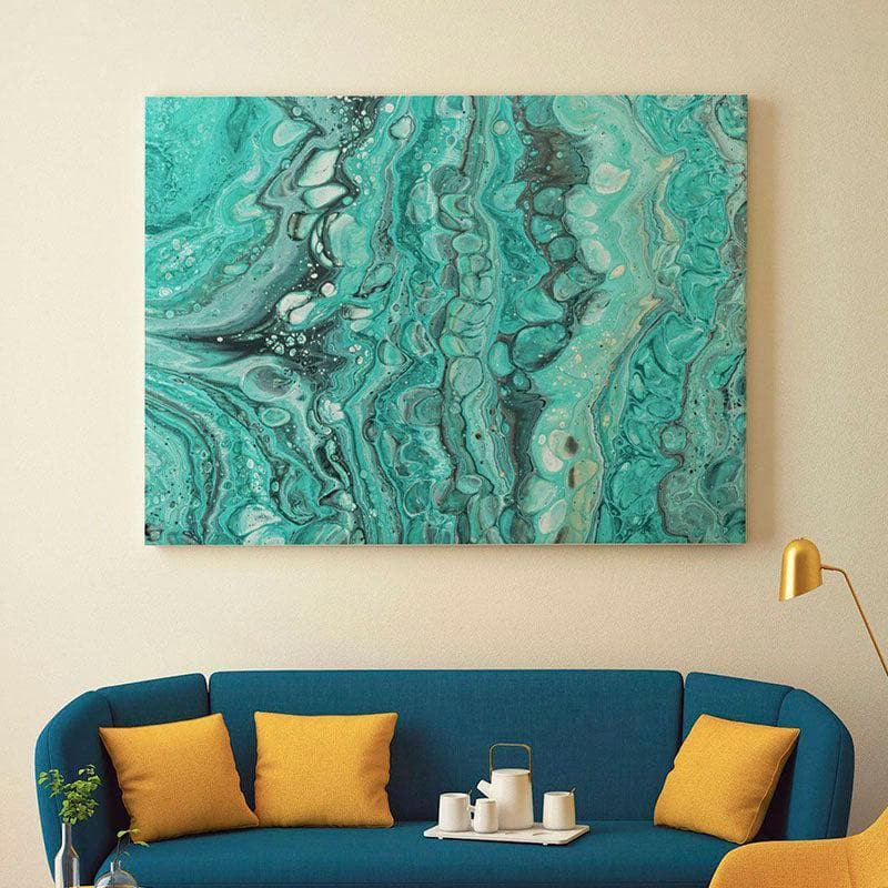 Turquoise Fluid Canvas Wall Painting - Gallery Wrap