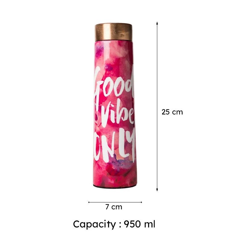 Pink Good Vibes Only Copper Water Bottle - 950 mL media 7