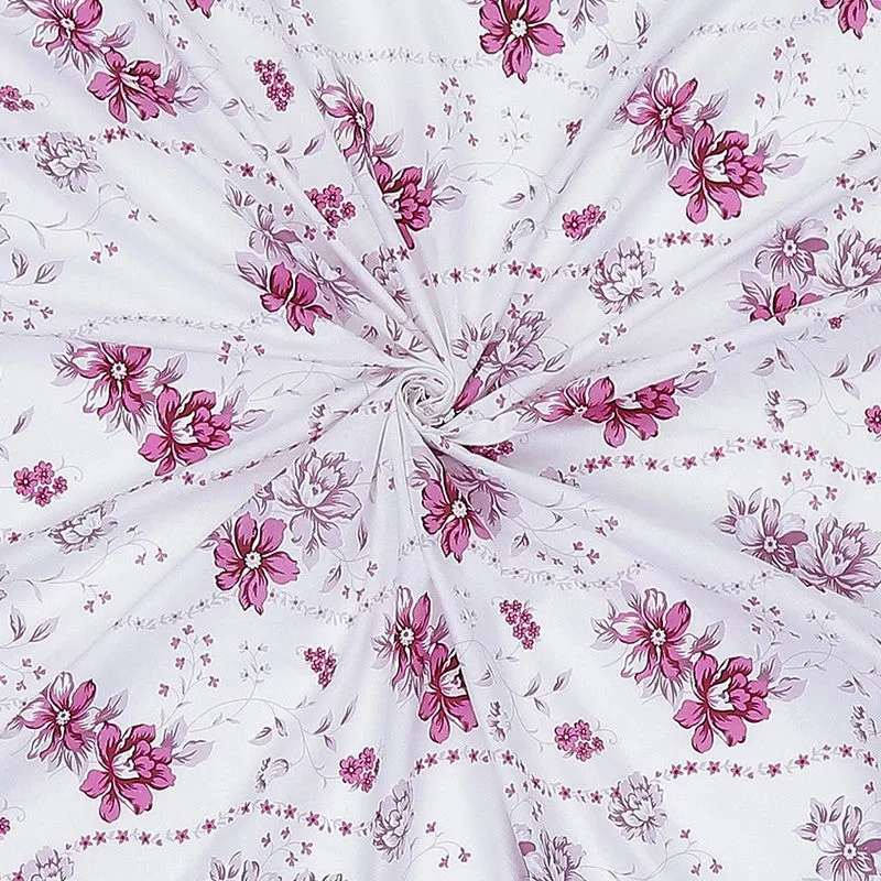 Monte Carlo Petal Matrix Cotton Bedsheet (White,Pink) - 104 TC media 10