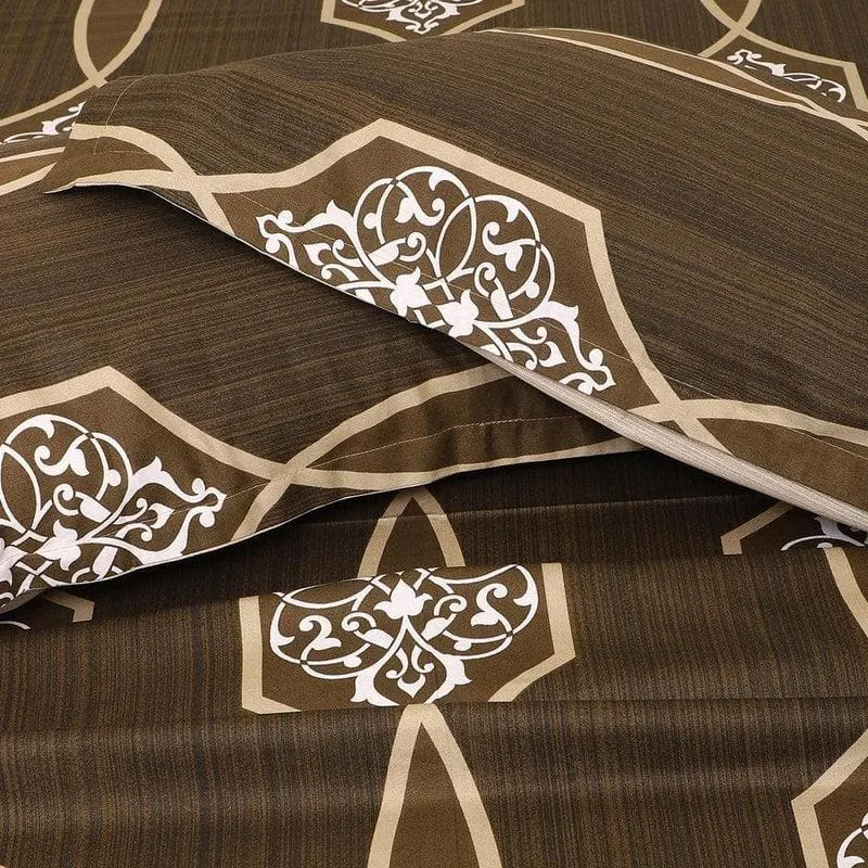 Swayam Brown Indo-European Printed Cotton Bedsheet  - 210 TC media 5