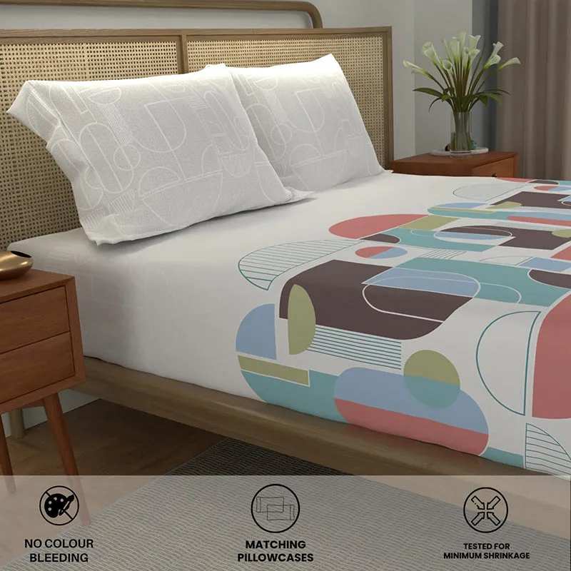 Urban Space Sphera Cotton Bedsheet (Blue,Pink) - 144 TC media 6