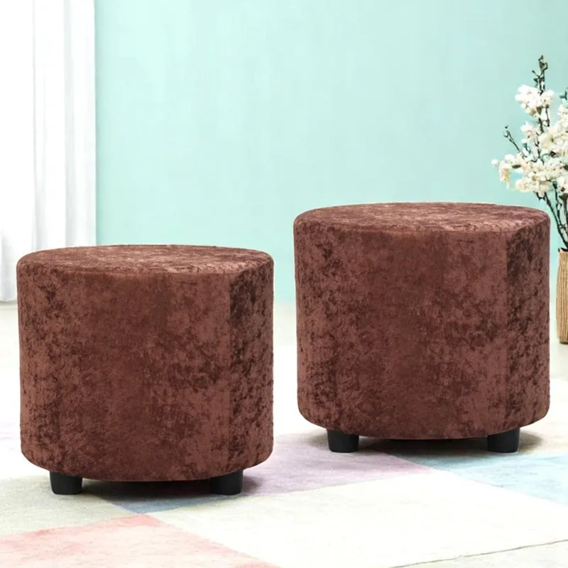 Mrixon Pine Wood Pouffe (Brown) - Set Of Two media 1