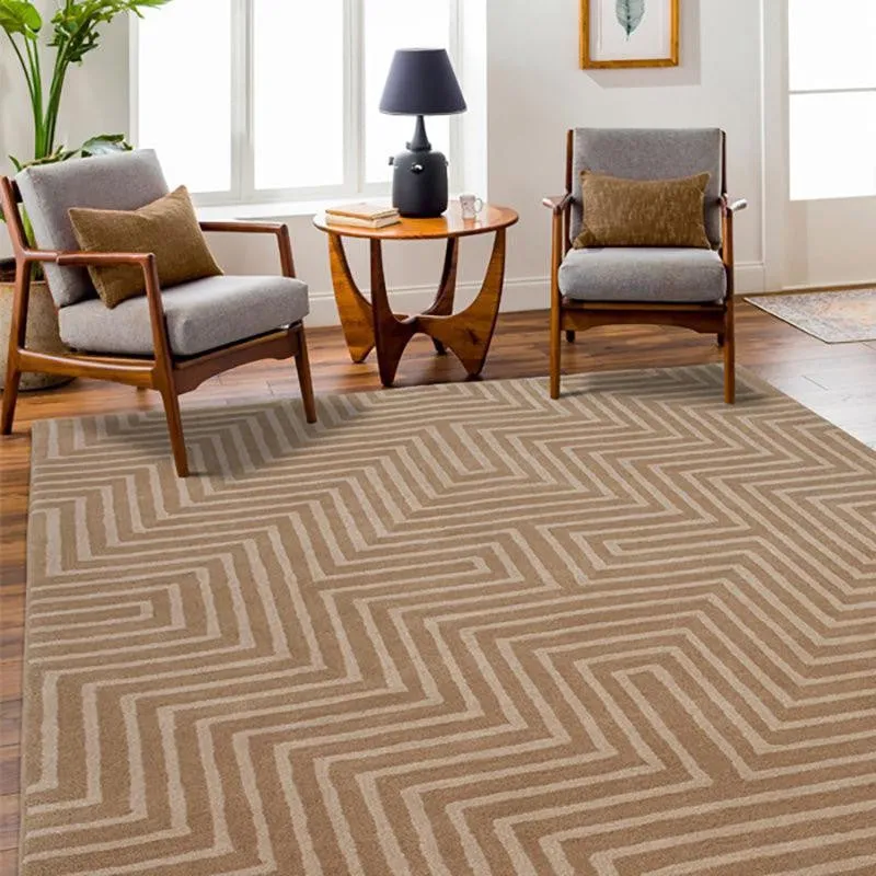 Denethor Hand Tufted Geometric Wool & Nylon Carpet - Beige media 3