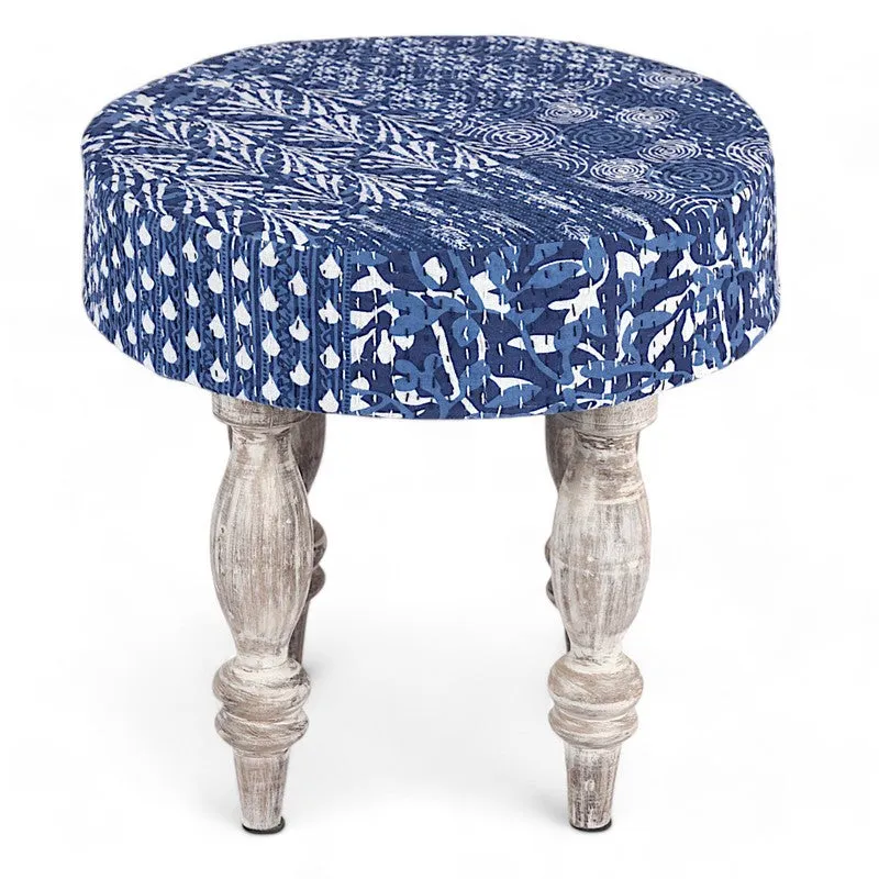 Savex Sheesham Wooden Stools (Blue) - Set Of Two media 3