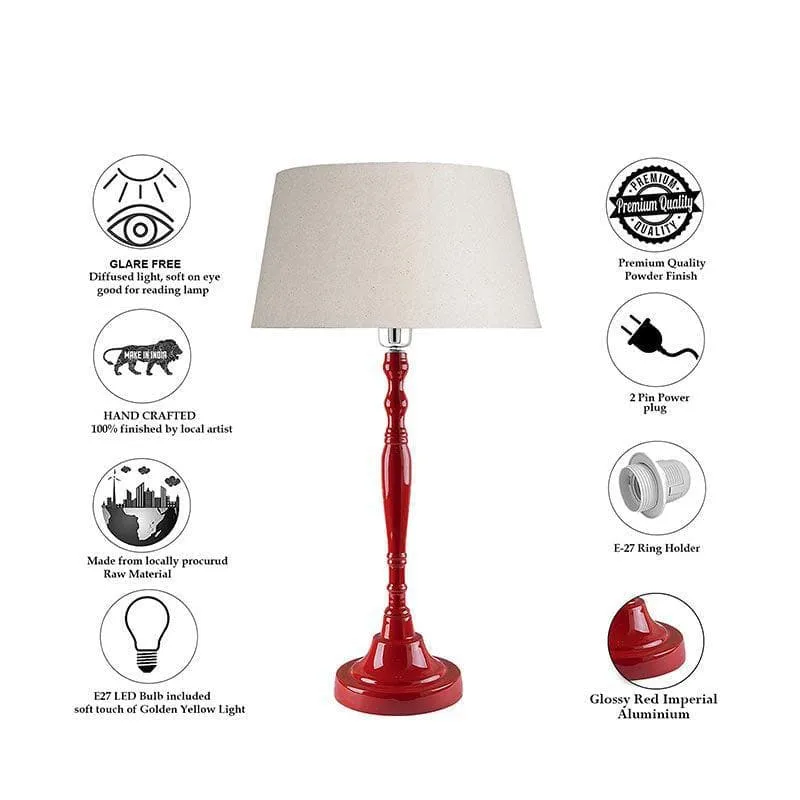 Eclectic Rouge Fabric Table Lamp - Red,White media 6