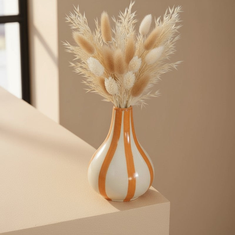 Waveon Ceramic Flower Vase - White,Orange media 9