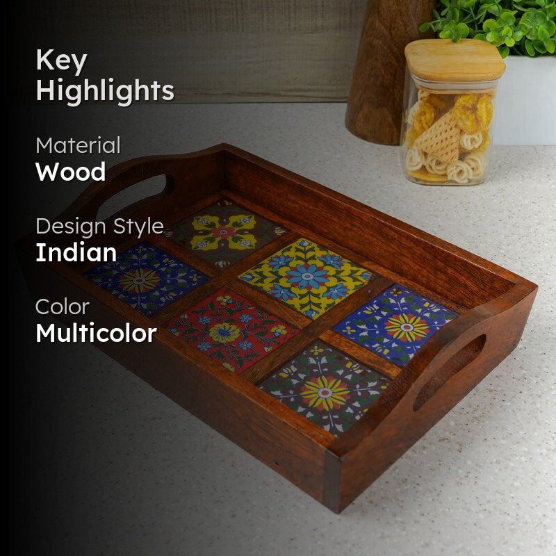 Adsara Rectangle Ethnic Serving Tray media 2