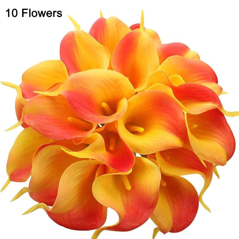 Faux Calla Lily Bunch With Vase (Orange) - Set Of Ten media 3