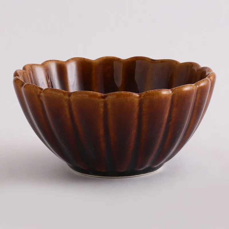 Vintage Brown Fluted Serving Bowl - 460 mL media 6