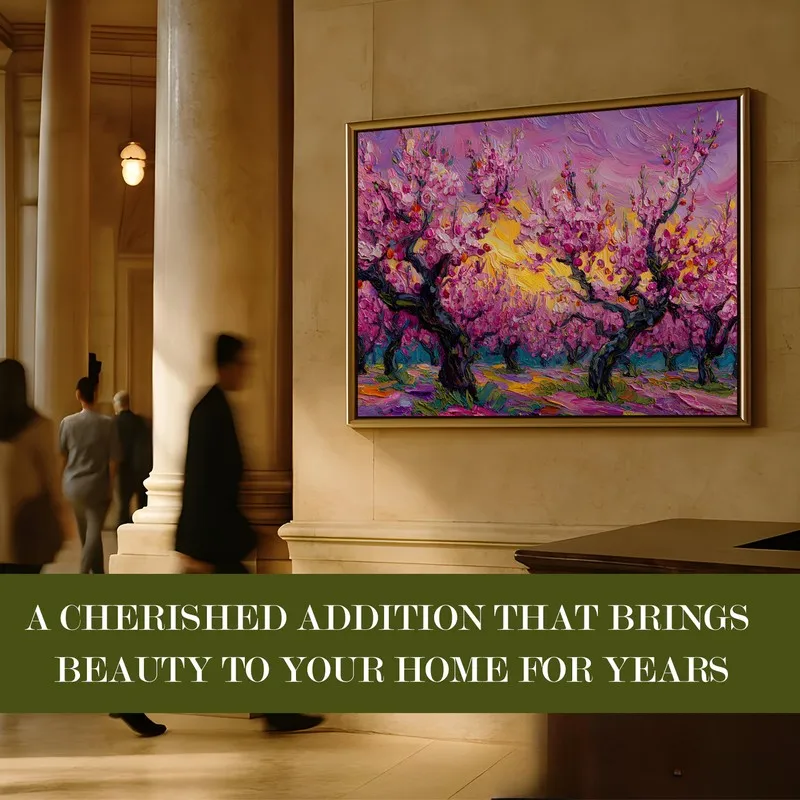 Rosy Orchard Canvas Wall Painting With Frame media 7