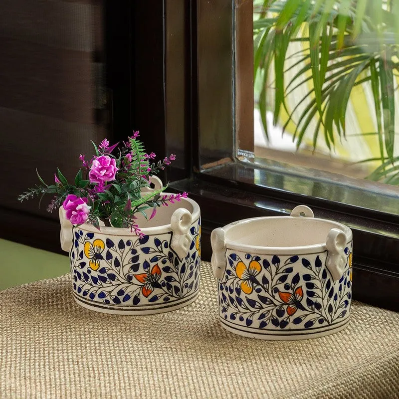 Bloom Vines Handpainted Planter - Set Of Two media 2