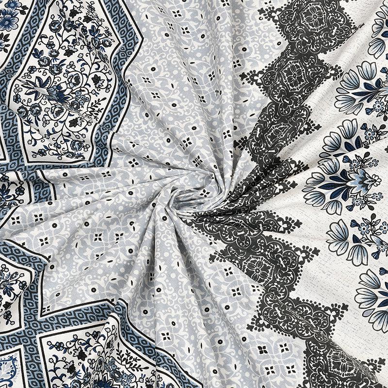 Chaital Ethnic Cotton Bedsheet (Grey) - 240 TC media 4