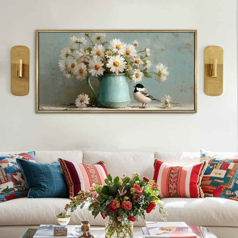 Cozy Bloom Canvas Wall Painting With Frame