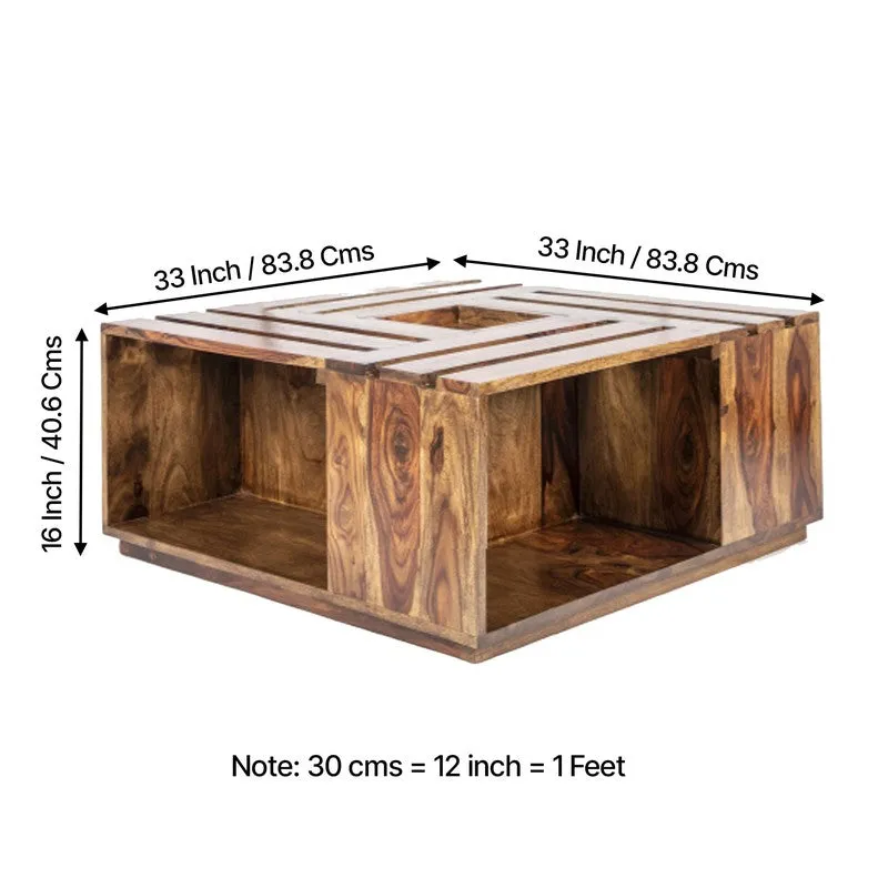 Yervon Sheesham Wooden Center Table - Brown media 11