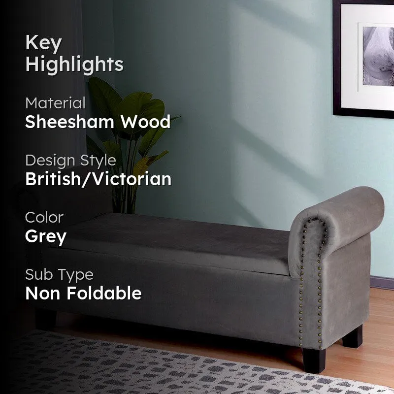 Vavro Sheesham Wooden Bench - Grey media 2