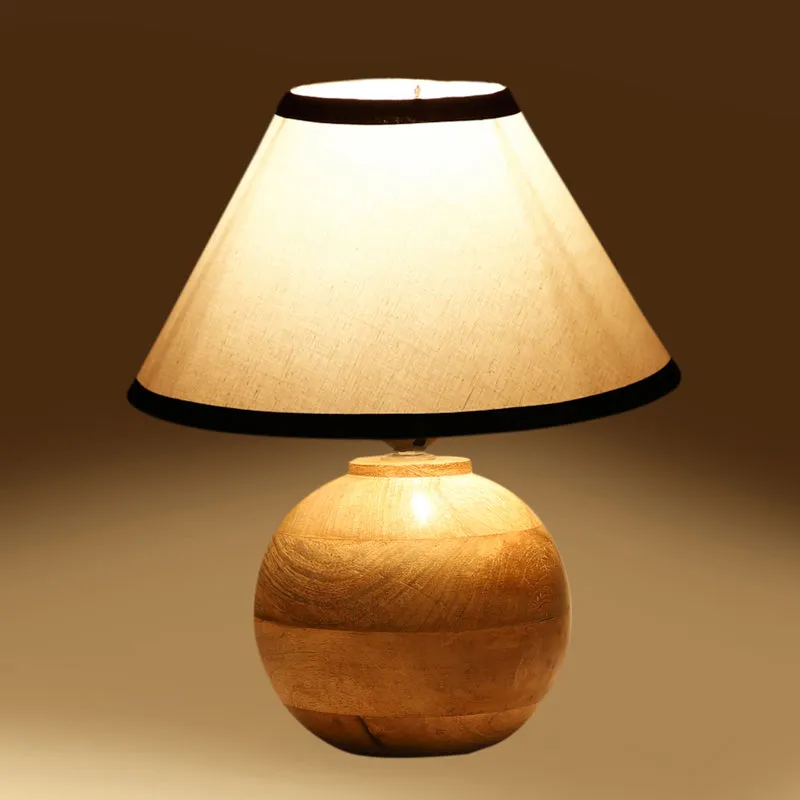 Cotin II Stripe Orb Cotton Table Lamp - White,Brown media 5