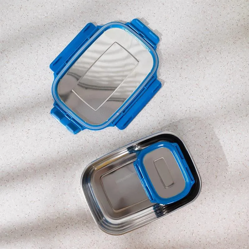 Vidora Dark Blue Stainless Steel Lunch Box (775/150 mL) - Two Piece Set media 6