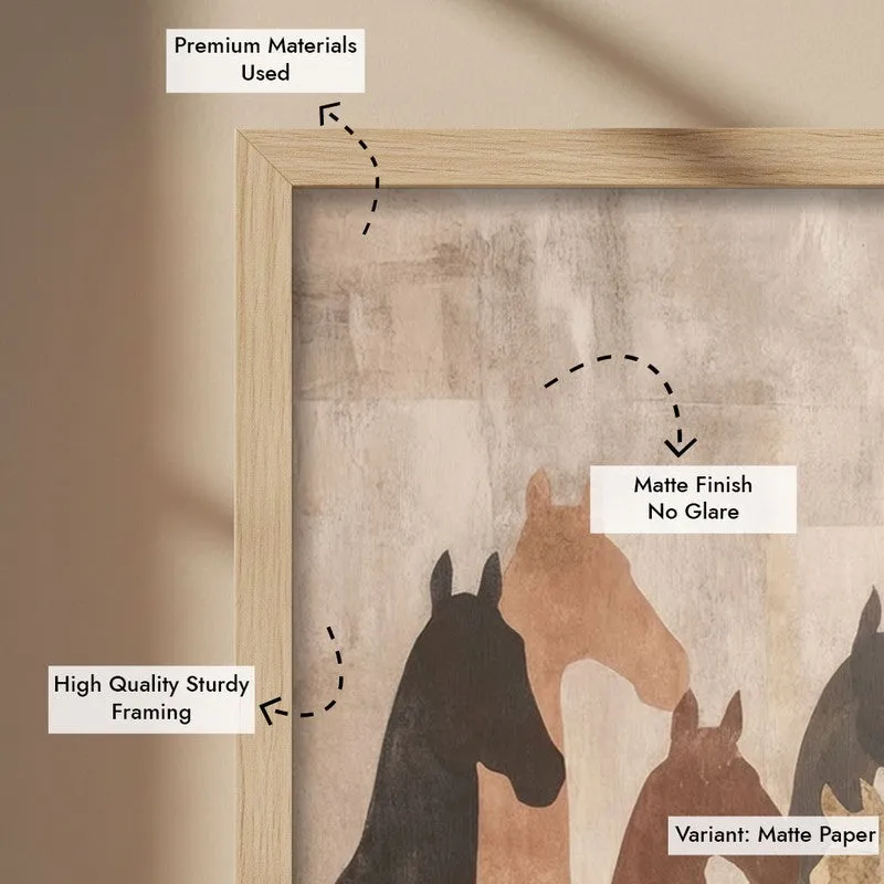 Sandy Horse Wall Painting With Brown Frame media 9