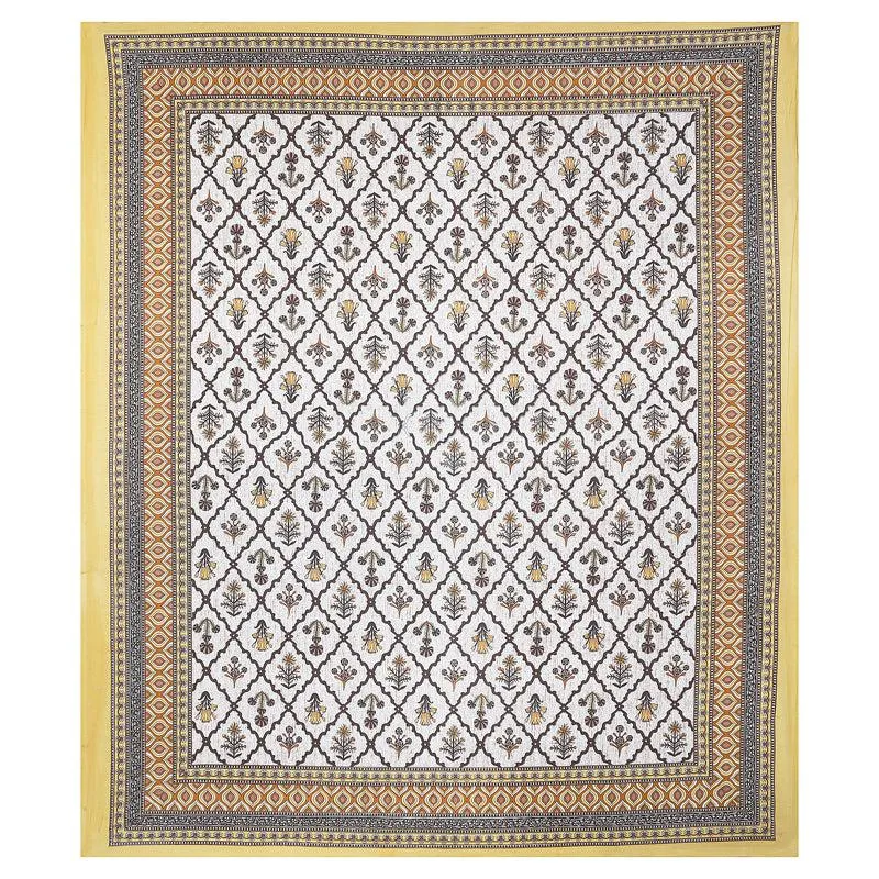 Adhira Ethnic Cotton Bedsheet (Yellow,Blue) - 180 TC media 4