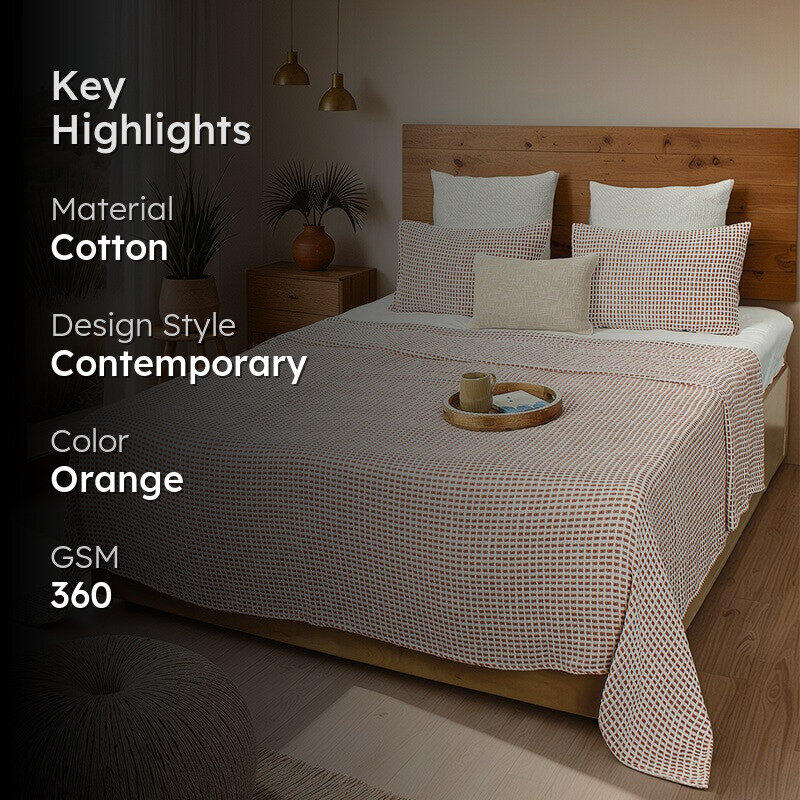Elys Weave Tufted Bedcovers - Orange media 2