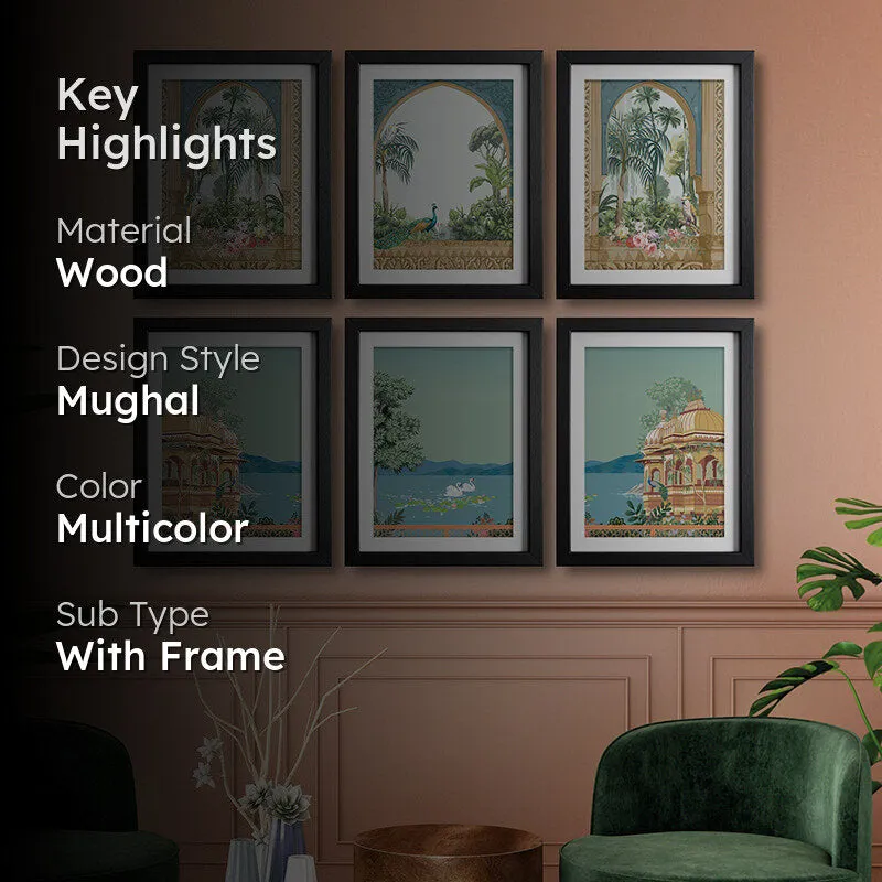 Mughal Archways Wall Art With Frame - Set Of Six media 2