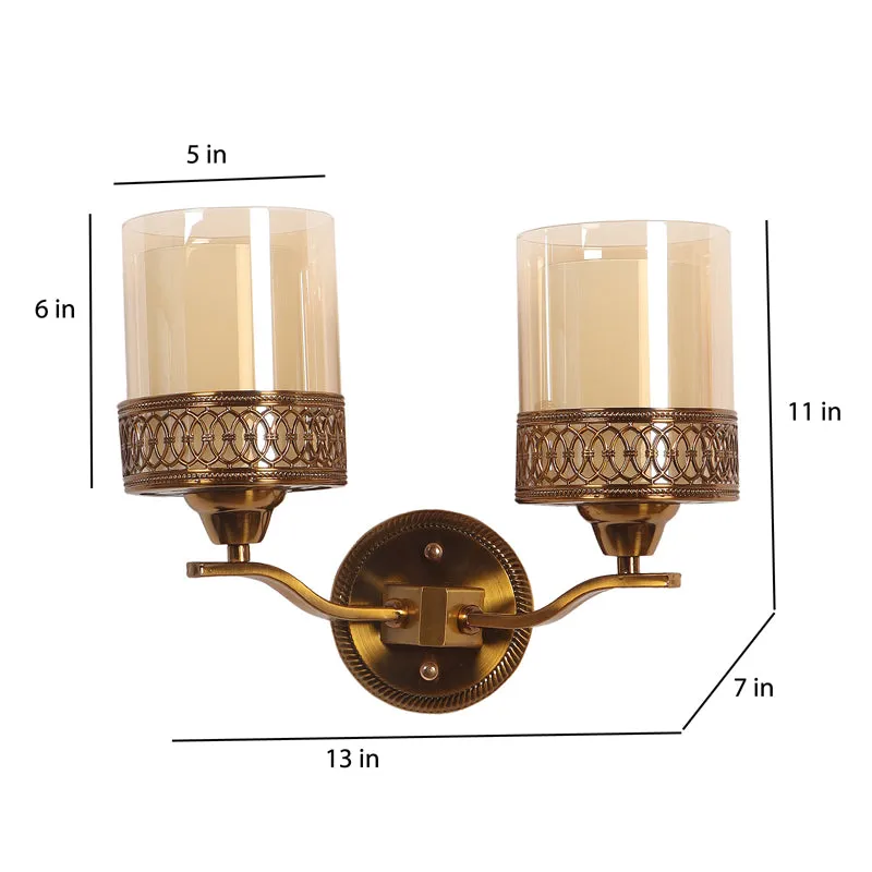 Auric Glass Shade Wall Lamp With Iron Base media 10