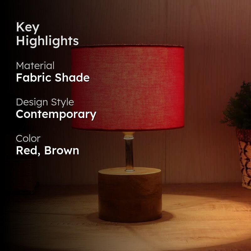 Tezun Fabric Table Lamp - Red,Brown media 2