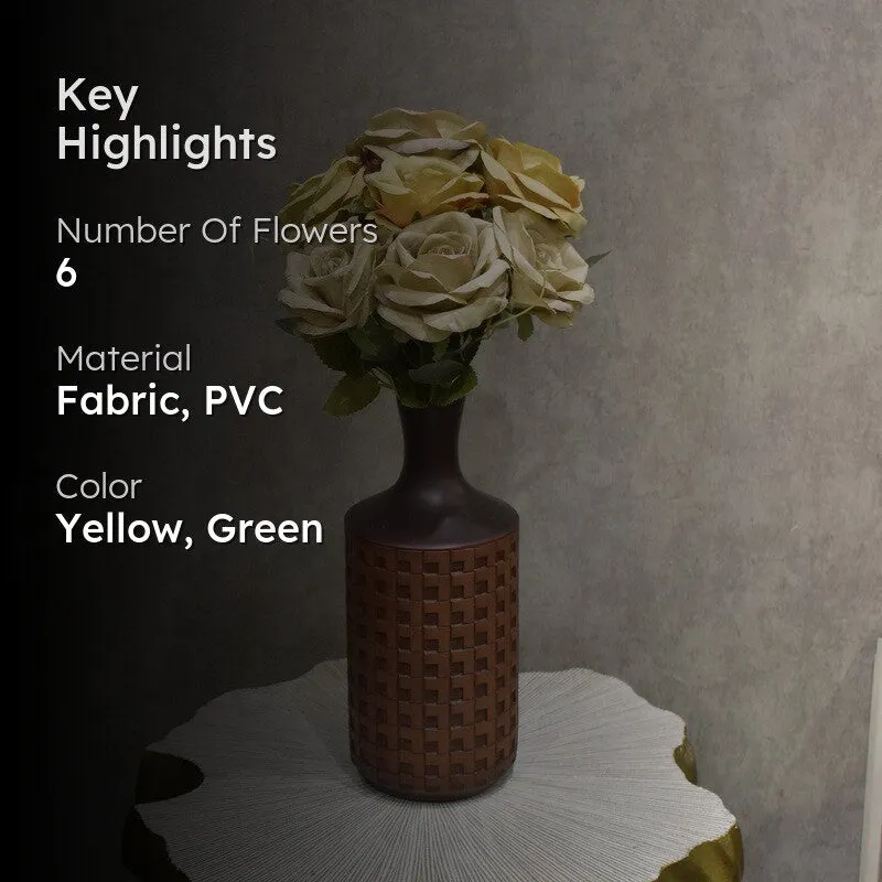 Realistic Artificial Rose Flower Bunch - Yellow media 2
