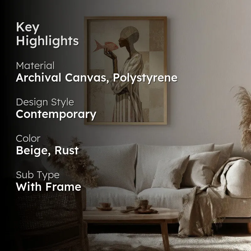 Stylized Canvas Wall Painting - Brown Frame media 2