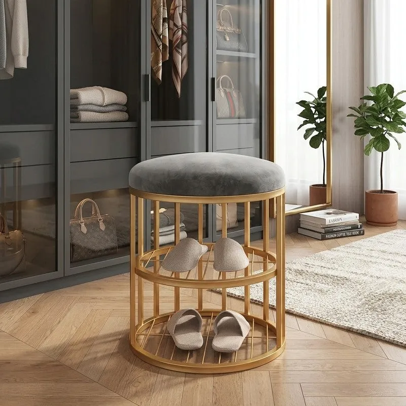 Classic Metal Shoe Rack - Gold,Dark Grey media 1