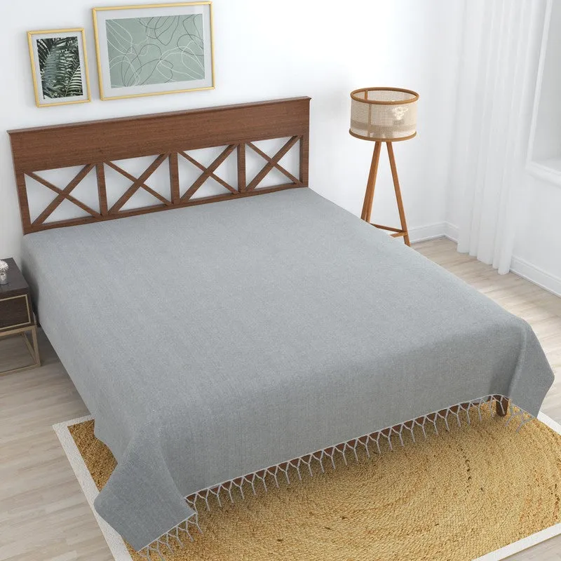 Artloom Solid Cotton Bedsheet (Grey) - 200 TC media 1
