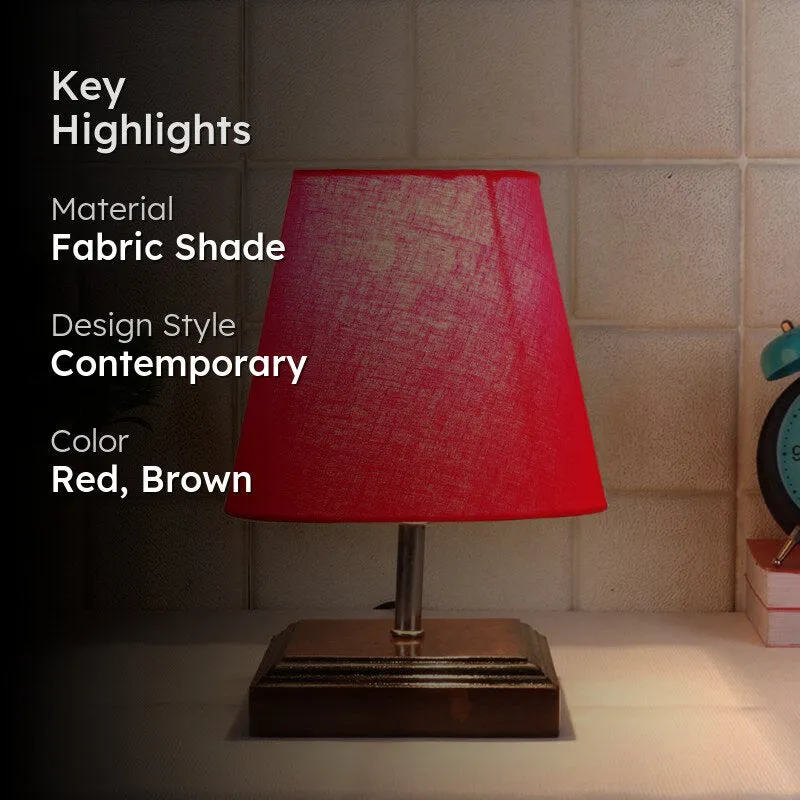 Niksha Fabric Table Lamp - Red,Brown media 2