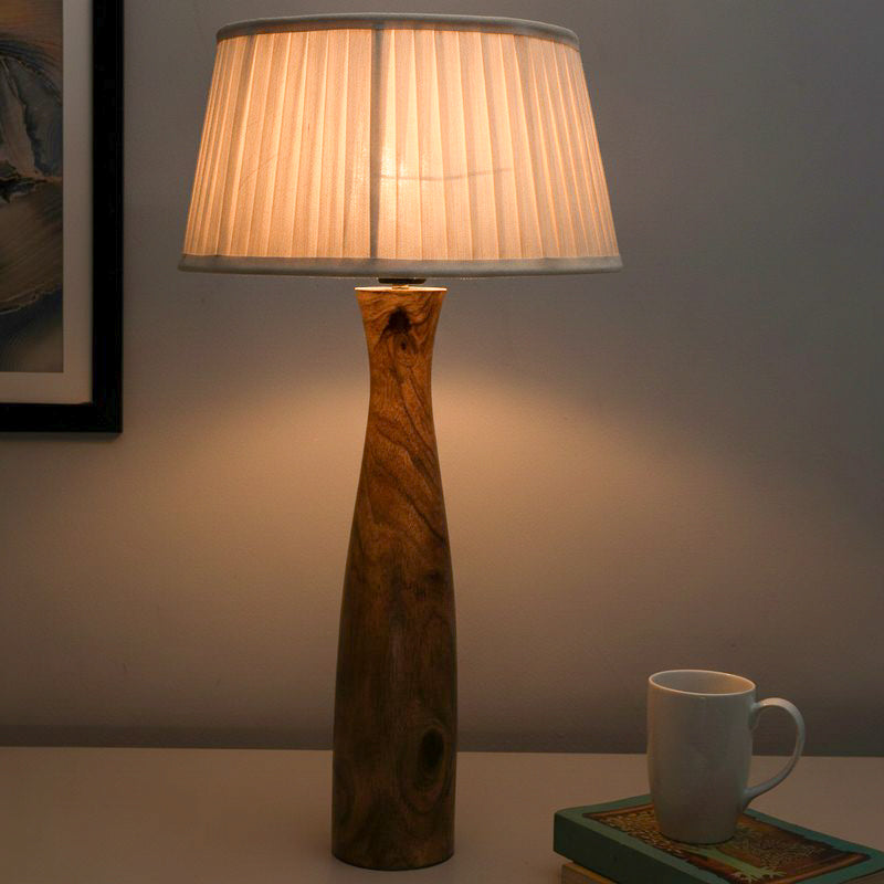 Harmony Glimpse Fabric Table Lamp With Pleated Shade - Beige,Brown