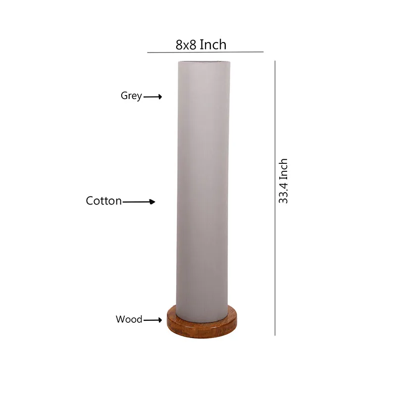 Agia Wooden Tower Floor Lamp With Jute Shade - Grey media 3