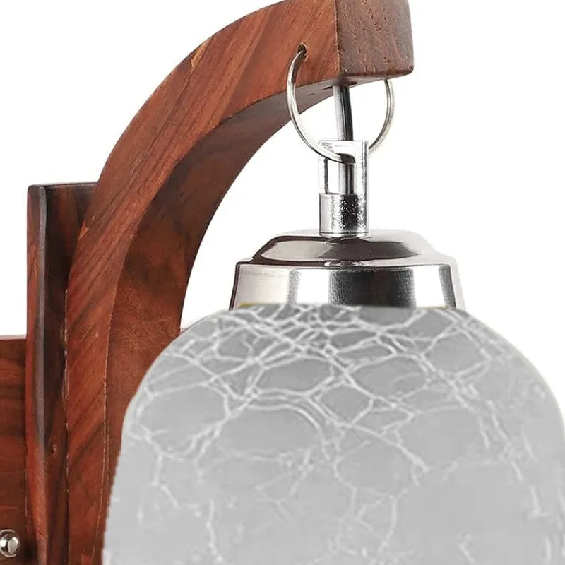 Crystal Bloom Rustic Wooden Glass Wall Lamp media 7