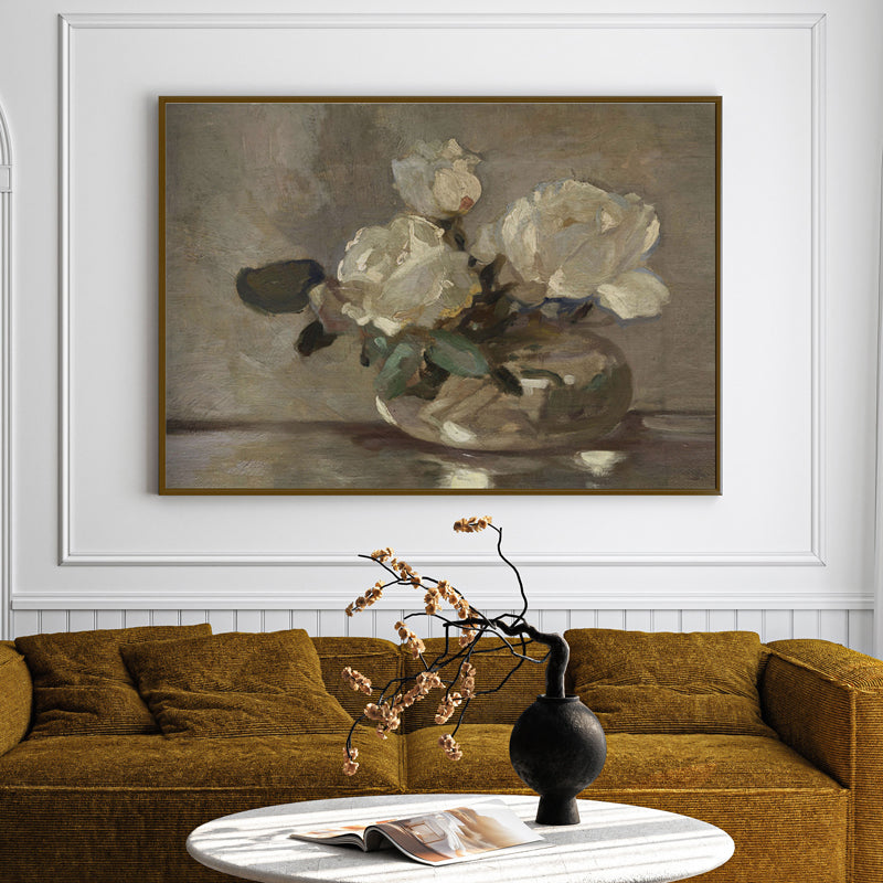 Cottage Flowers Wood Wall Art With Frame - Black