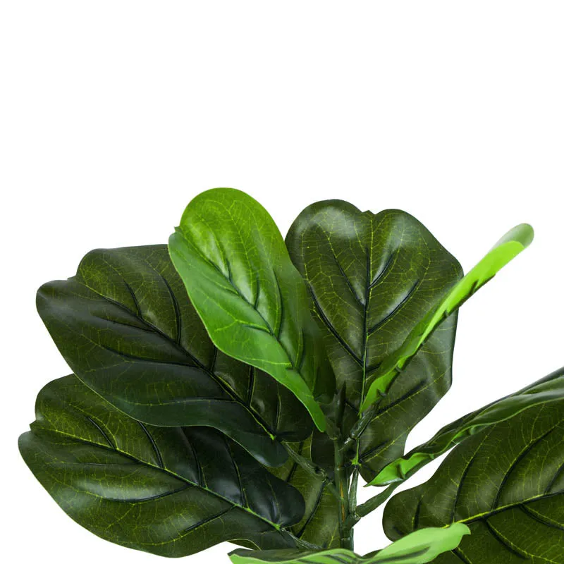 Artificial Fiddle Leaf Fig With Black Plastic Pot (Set Of Two) - 1 Feet media 5
