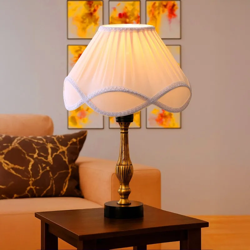 Aurelo Nyro Wooden Table Lamp - OffWhite media 3