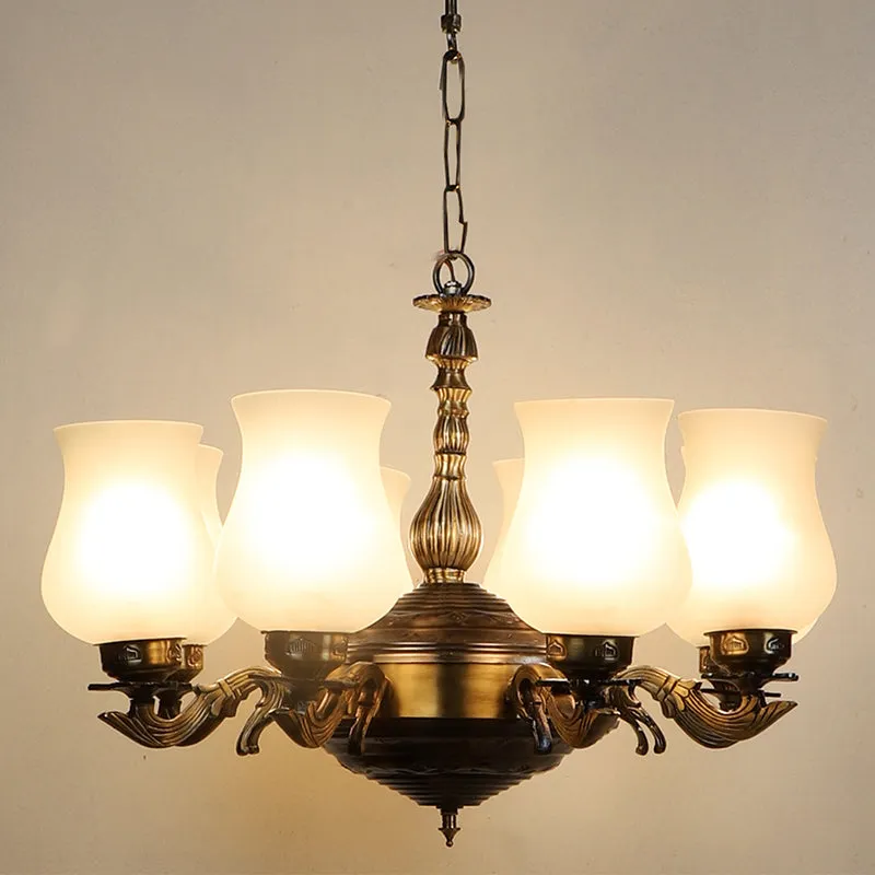 Milky Vilona Mosaic Golden Glass Antique Ceiling Lamp - White media 1