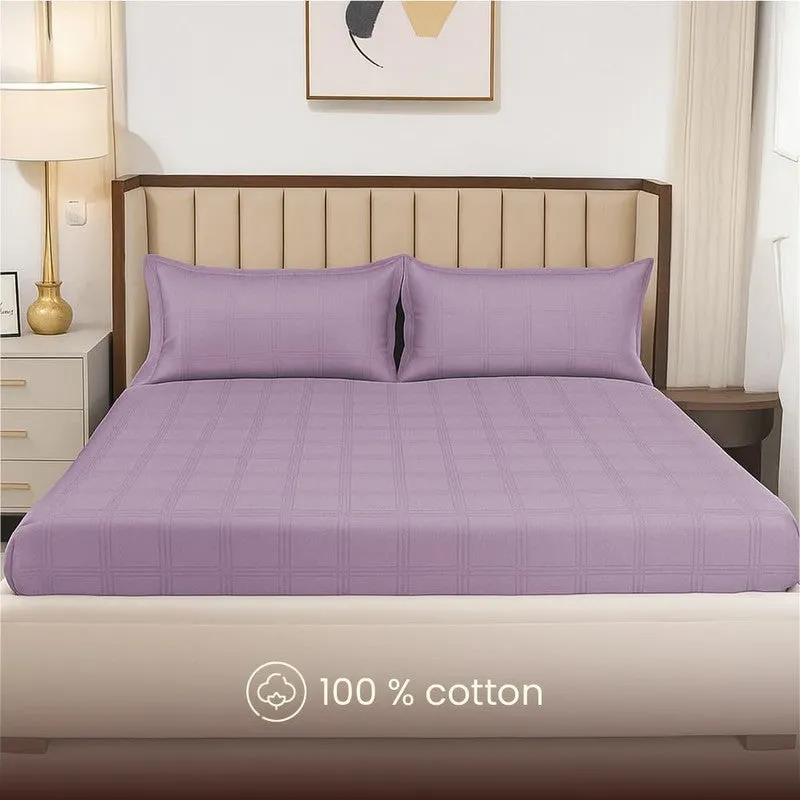 Urban Space MonoGrid Cotton Bedsheet (Purple) - 300 TC media 4