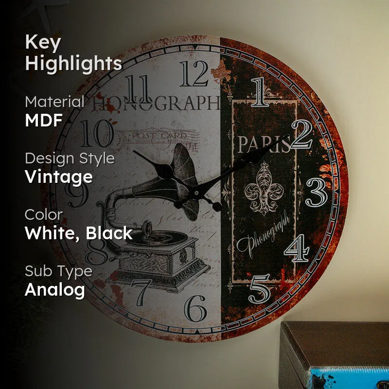 Phonograph Time Analog Wall Clock media 2
